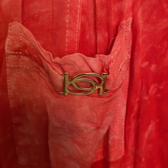 BEBE Pink and Red Button Down Shirt Size Medium - Picture 3 of 5